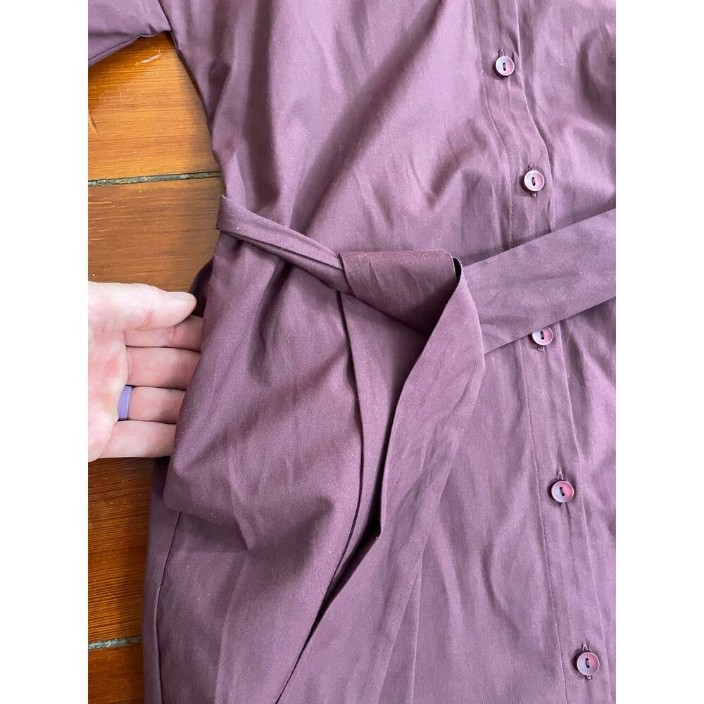 Brochu Walker XS Burgundy Maxi Shirt Dress Balloon Sleeve Belted Luxury - Picture 7 of 10